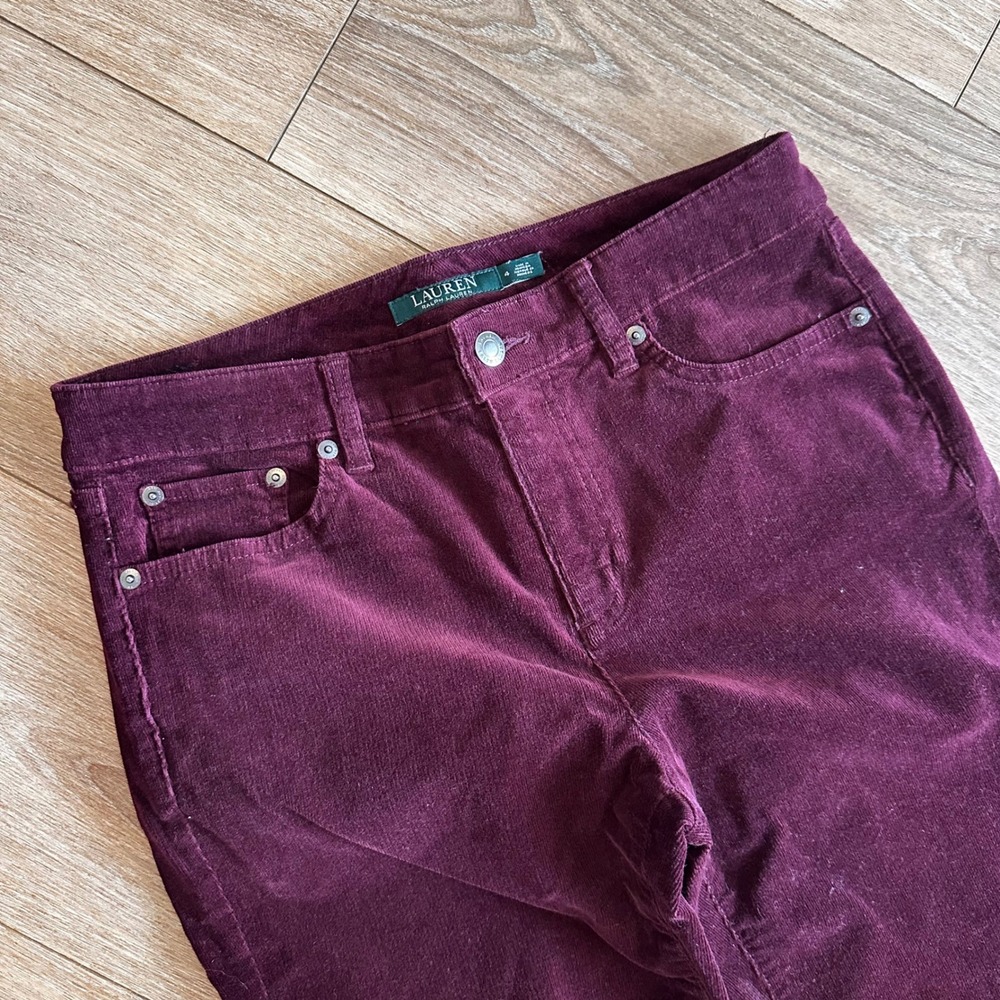 Lauren Ralph Lauren Premier Straight Curvy Corduroy Pants Burgundy Size 4